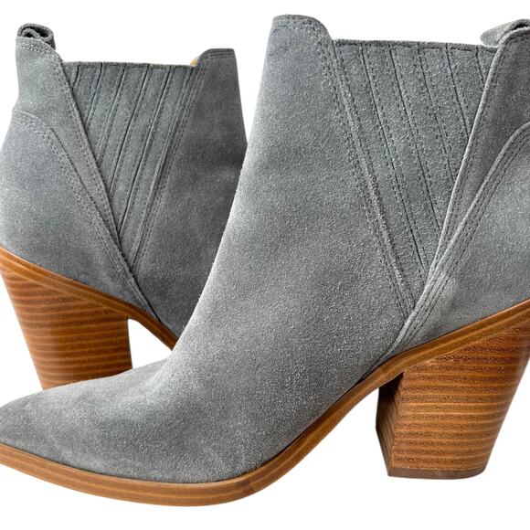 MARC FISHER Gadri Bootie in Gray Suede, 3.5" Heel Ankle Boots Women's Size 8 - Picture 6 of 13